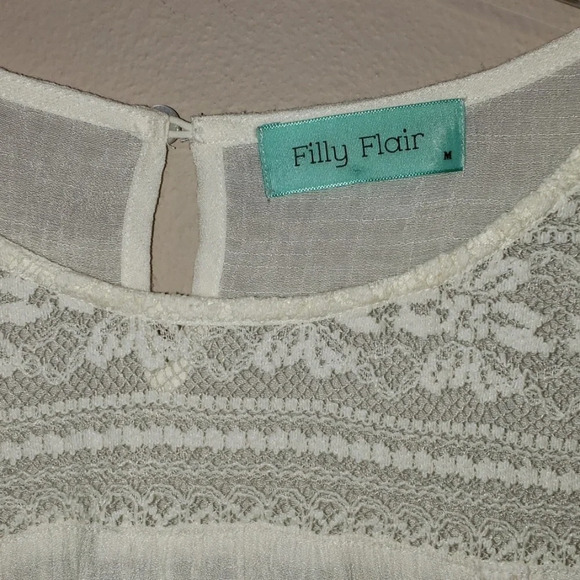 Filly flair lace sheer off white top - Picture 2 of 4